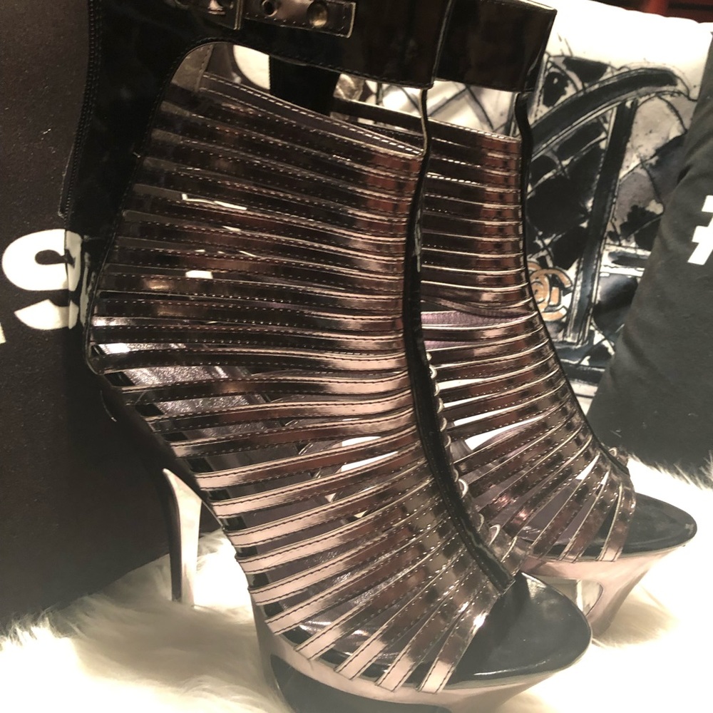 Black and silver heels